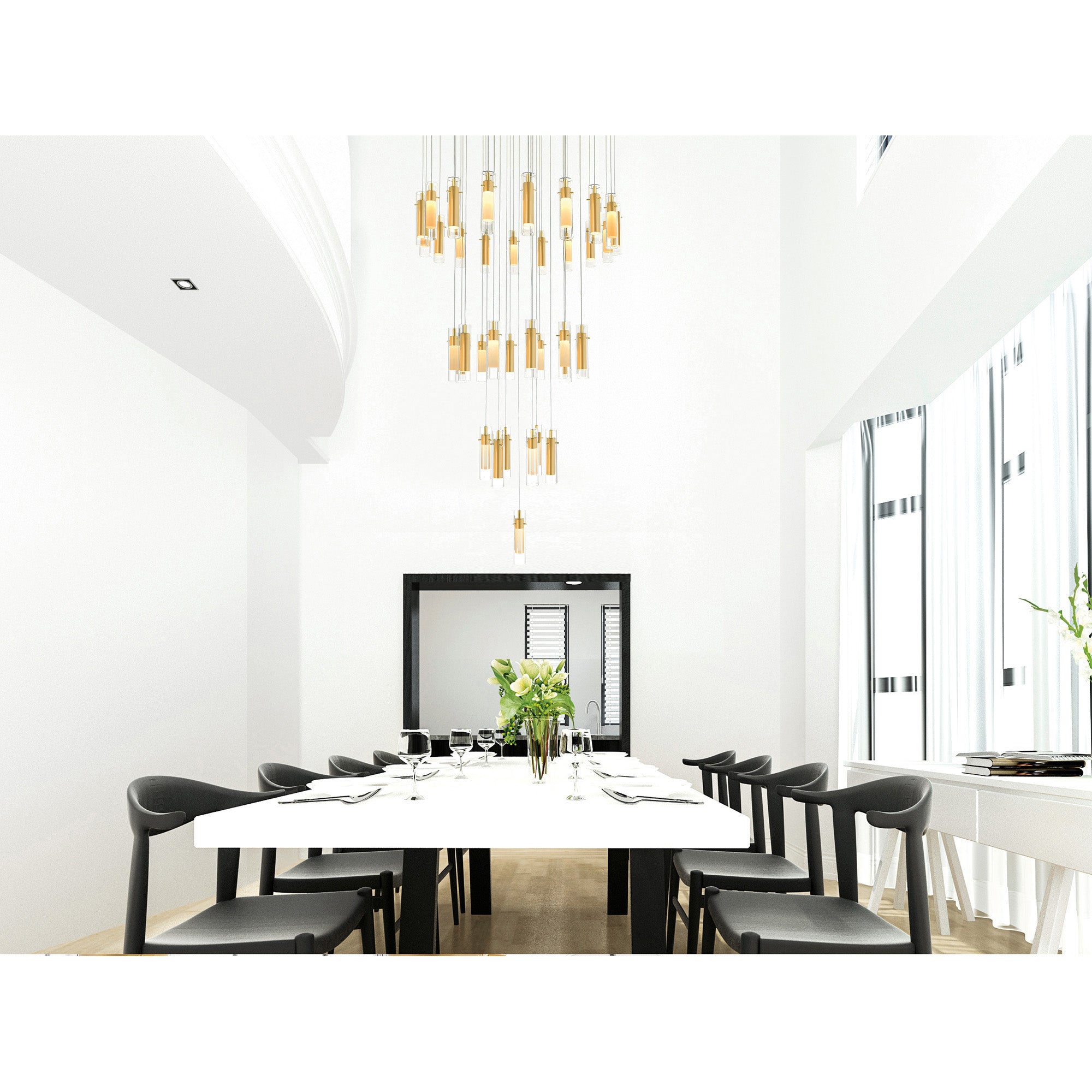 Olinda 33in Satin Gold Chandelier Integrated LED