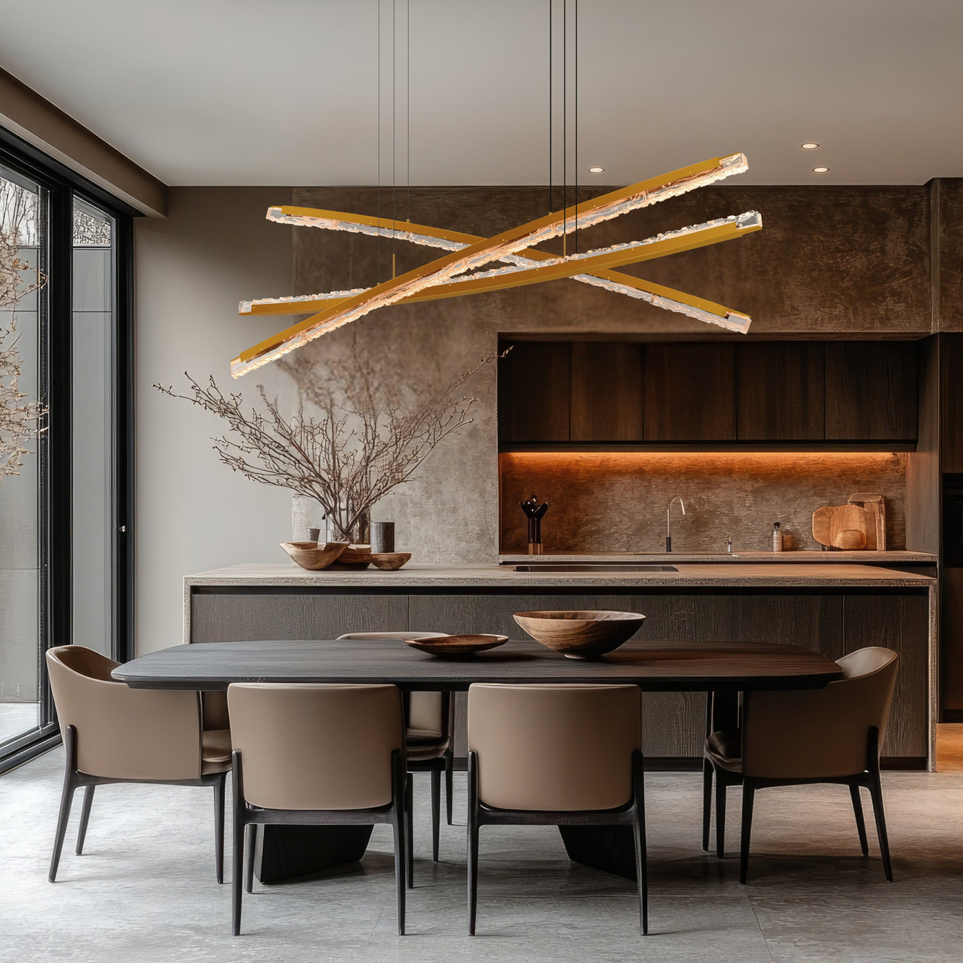 Saber Chandeliers Handcrafted Glass Brass LED