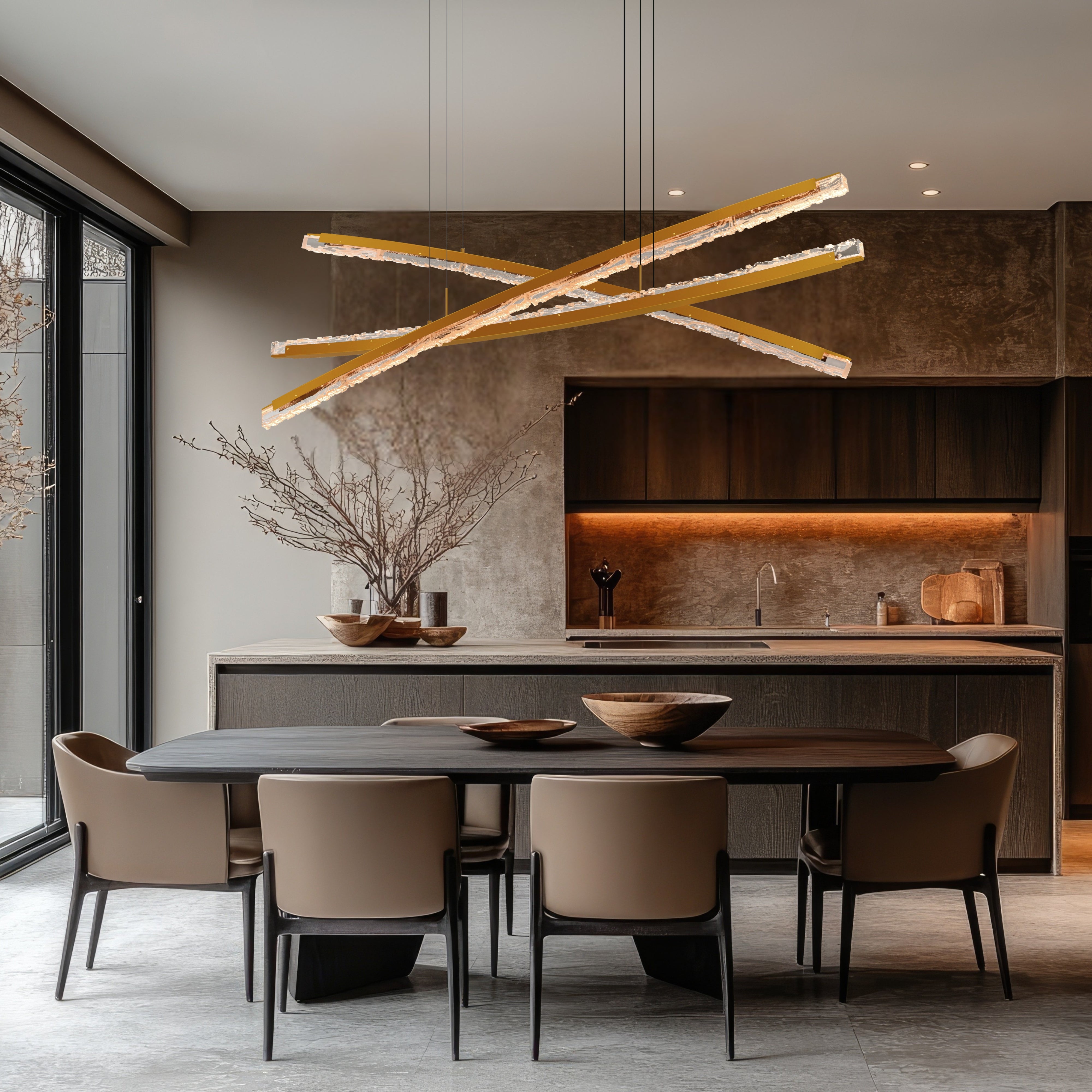 Saber Chandeliers Handcrafted Glass Brass LED