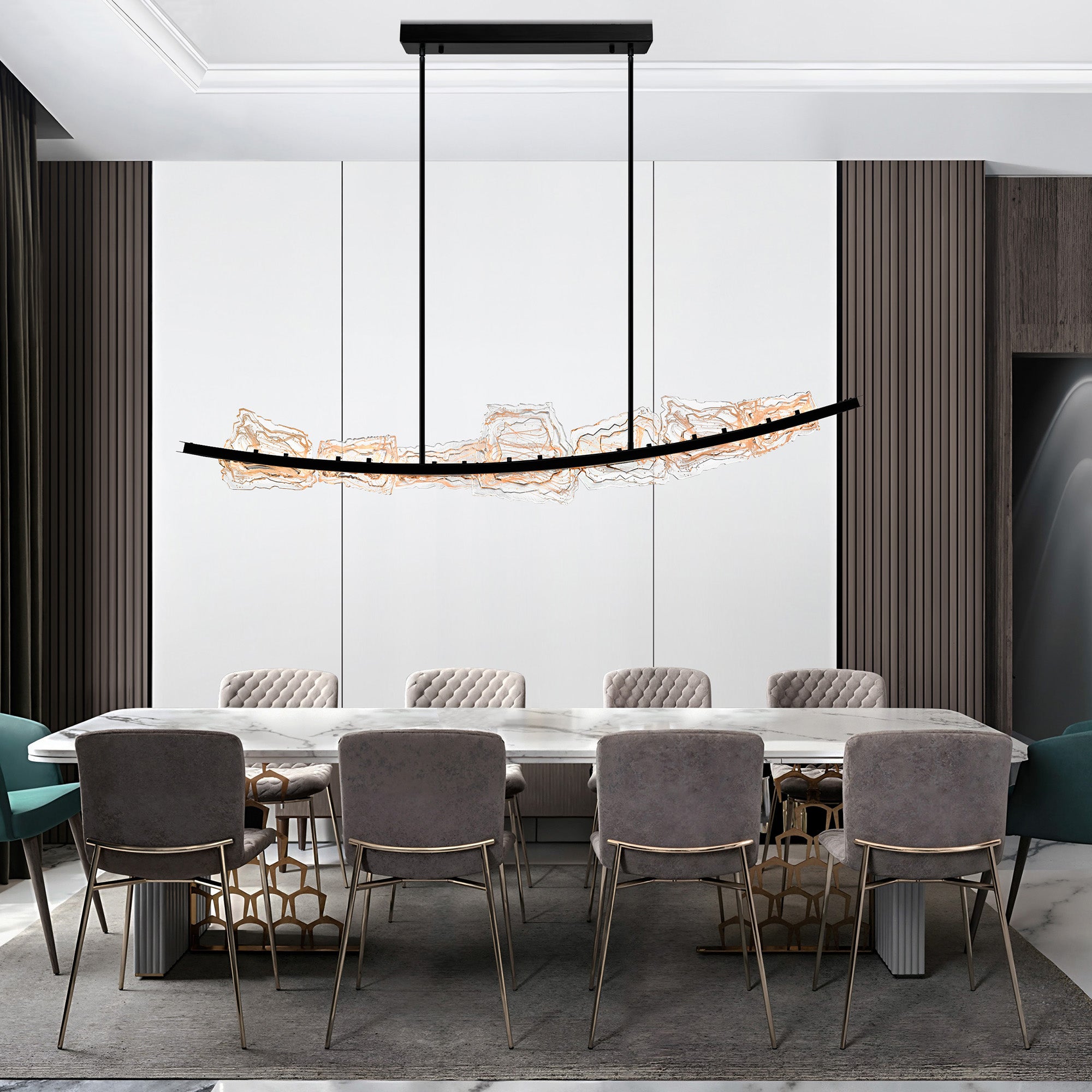 Arcus Chandeliers LED Black 70in Glass