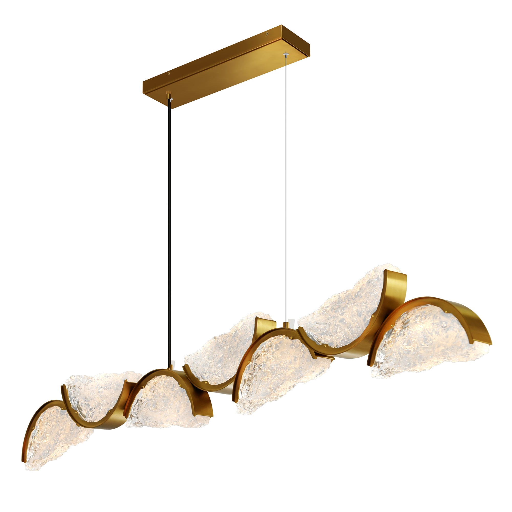 Moon Chandeliers 54in Brass Handcrafted Glass