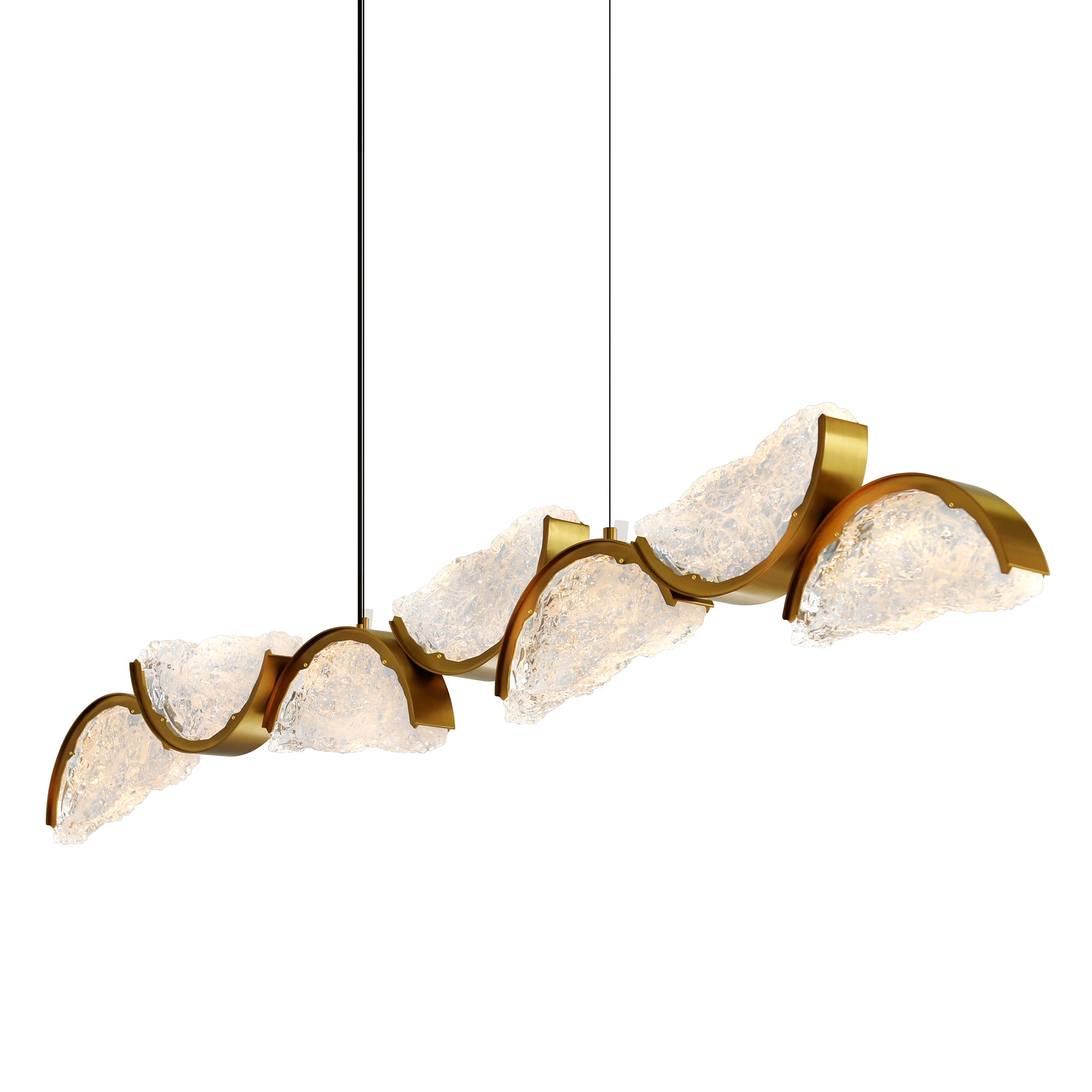 Moon Chandeliers 54in Brass Handcrafted Glass