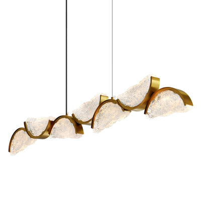 Moon Chandeliers 54in Brass Handcrafted Glass