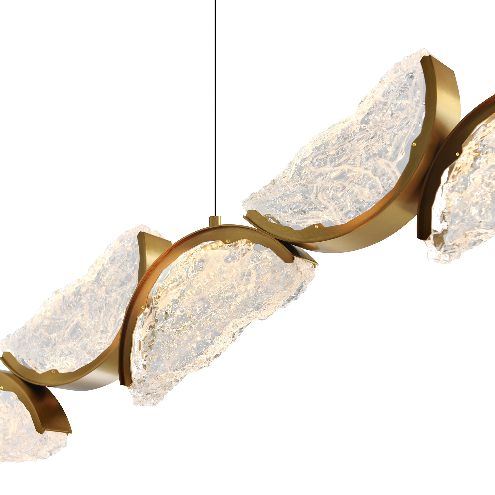 Moon Chandeliers 54in Brass Handcrafted Glass