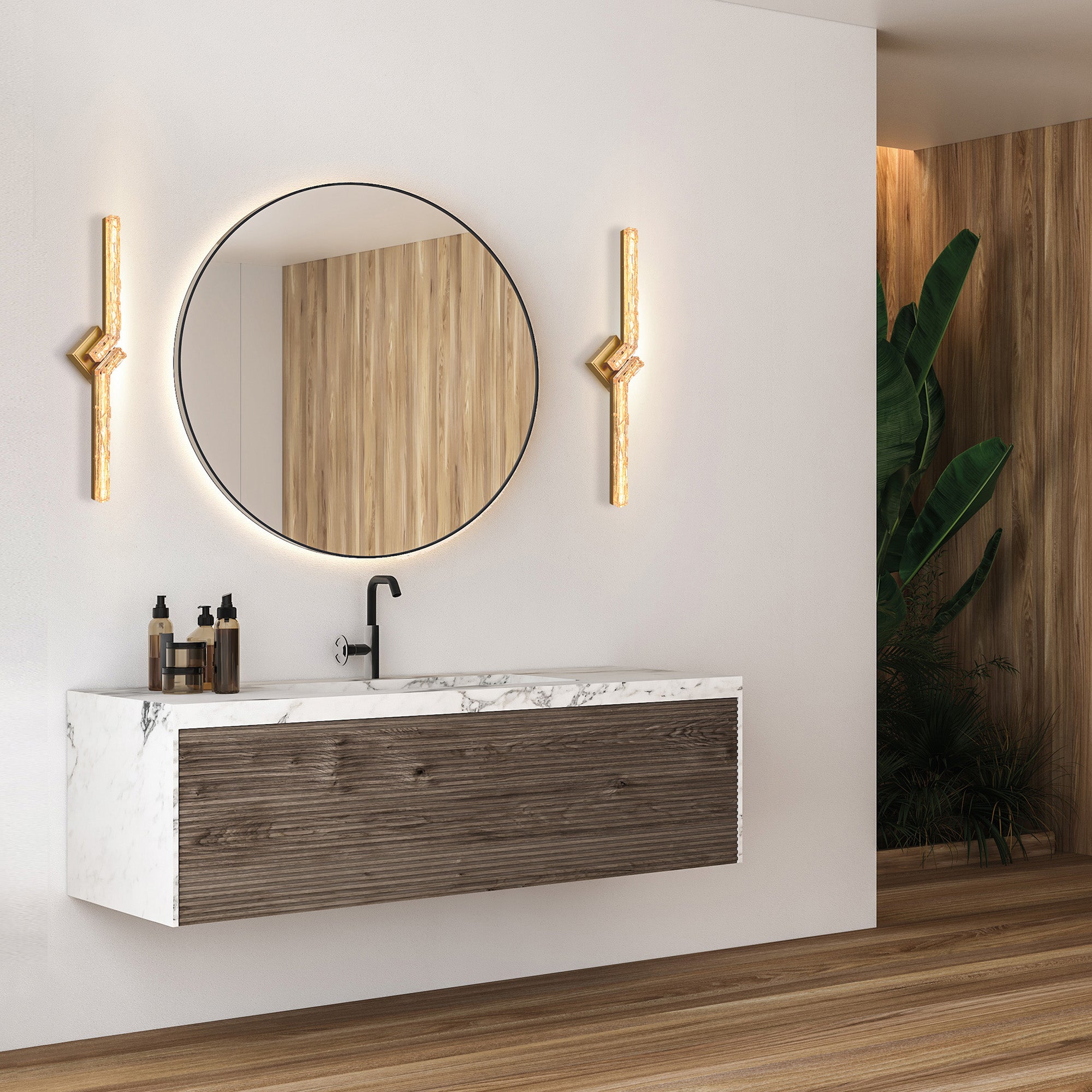 Contour Vanity Lights Brass Handcrafted Glass