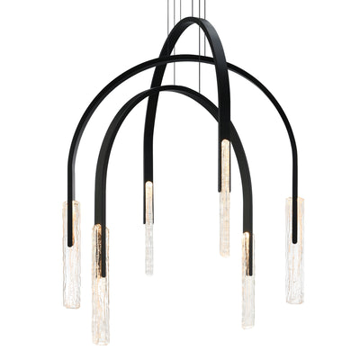 Curva Chandeliers 38in Black Glass LED