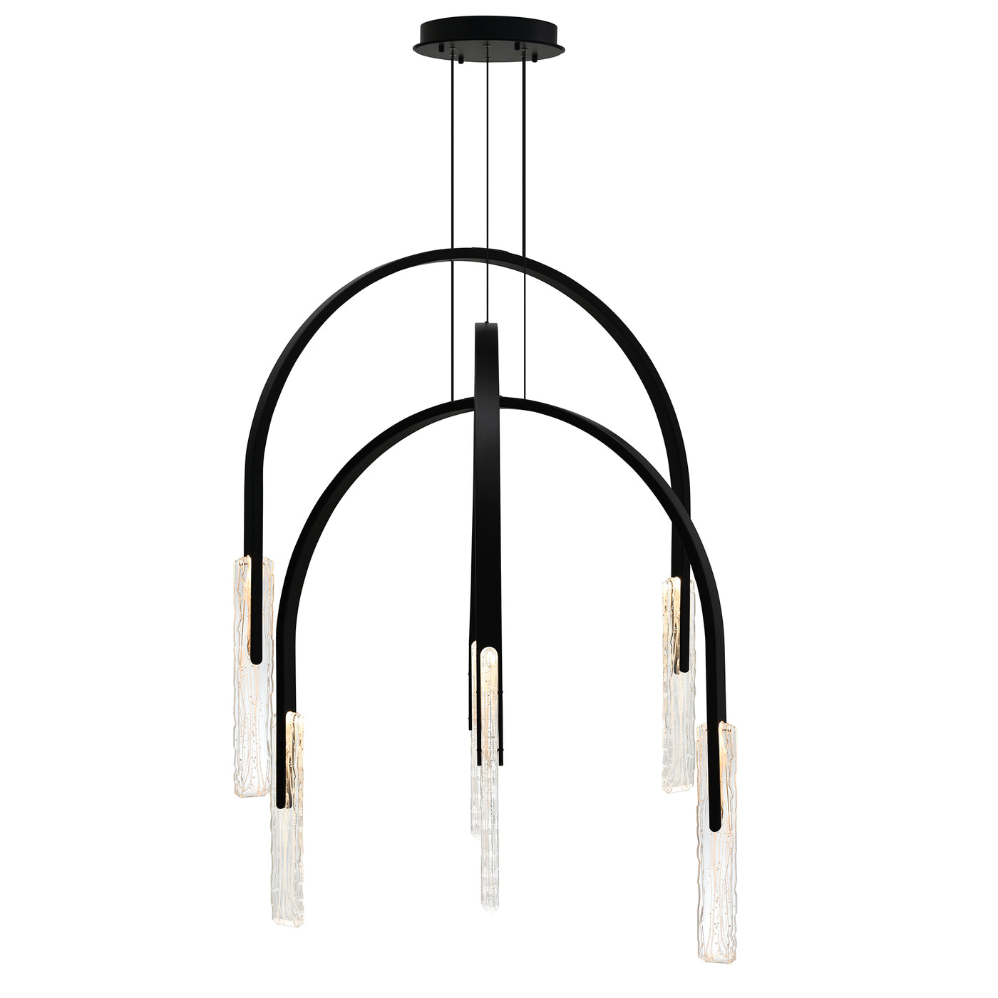 Curva Chandeliers 38in Black Glass LED