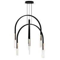 Curva Chandeliers 38in Black Glass LED