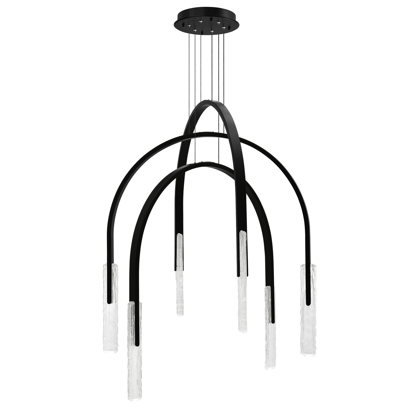 Curva Chandeliers 38in Black Glass LED