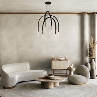 Curva Chandeliers 38in Black Glass LED