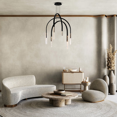 Curva Chandeliers 38in Black Glass LED