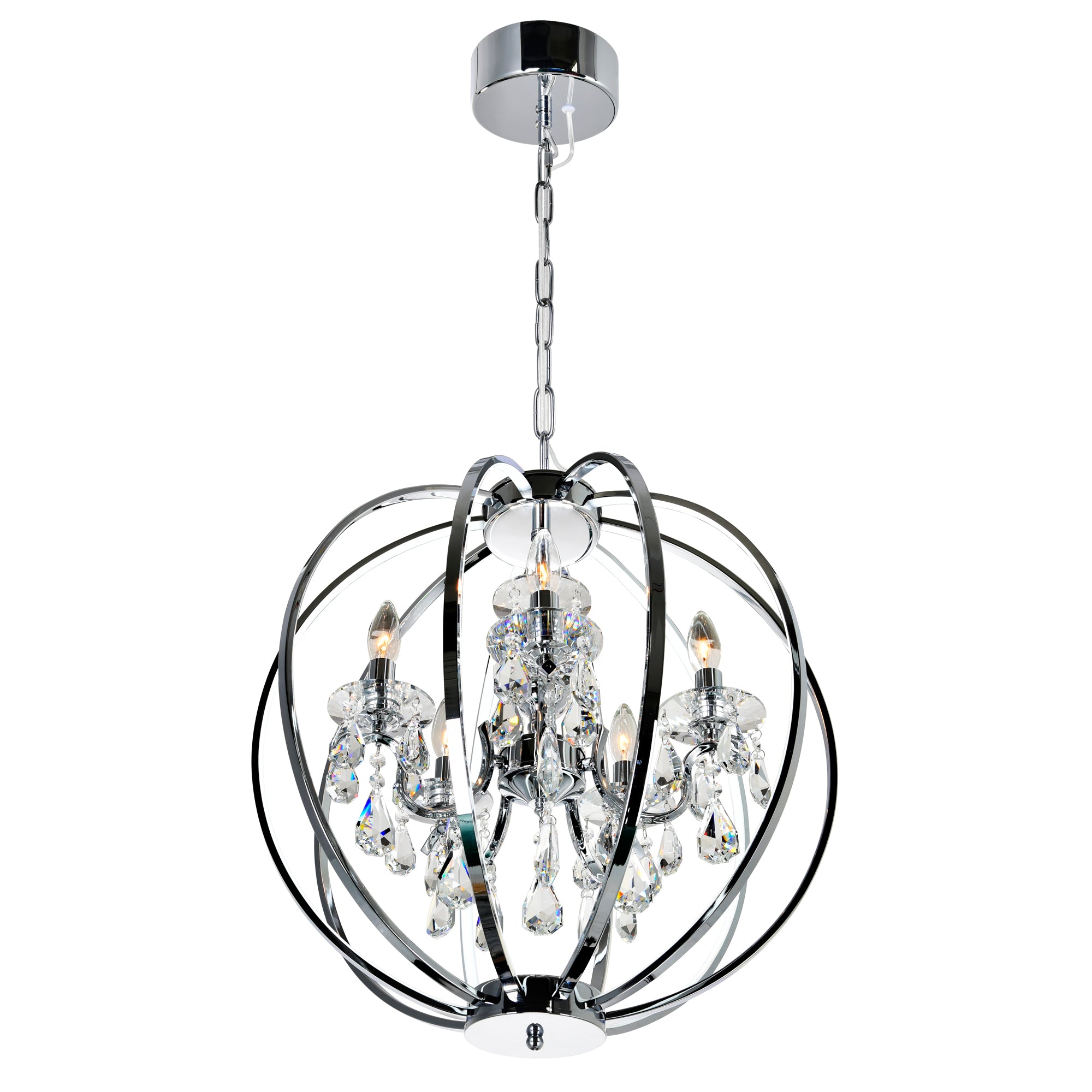 Abia Chandeliers 5 Lights Chrome Finish