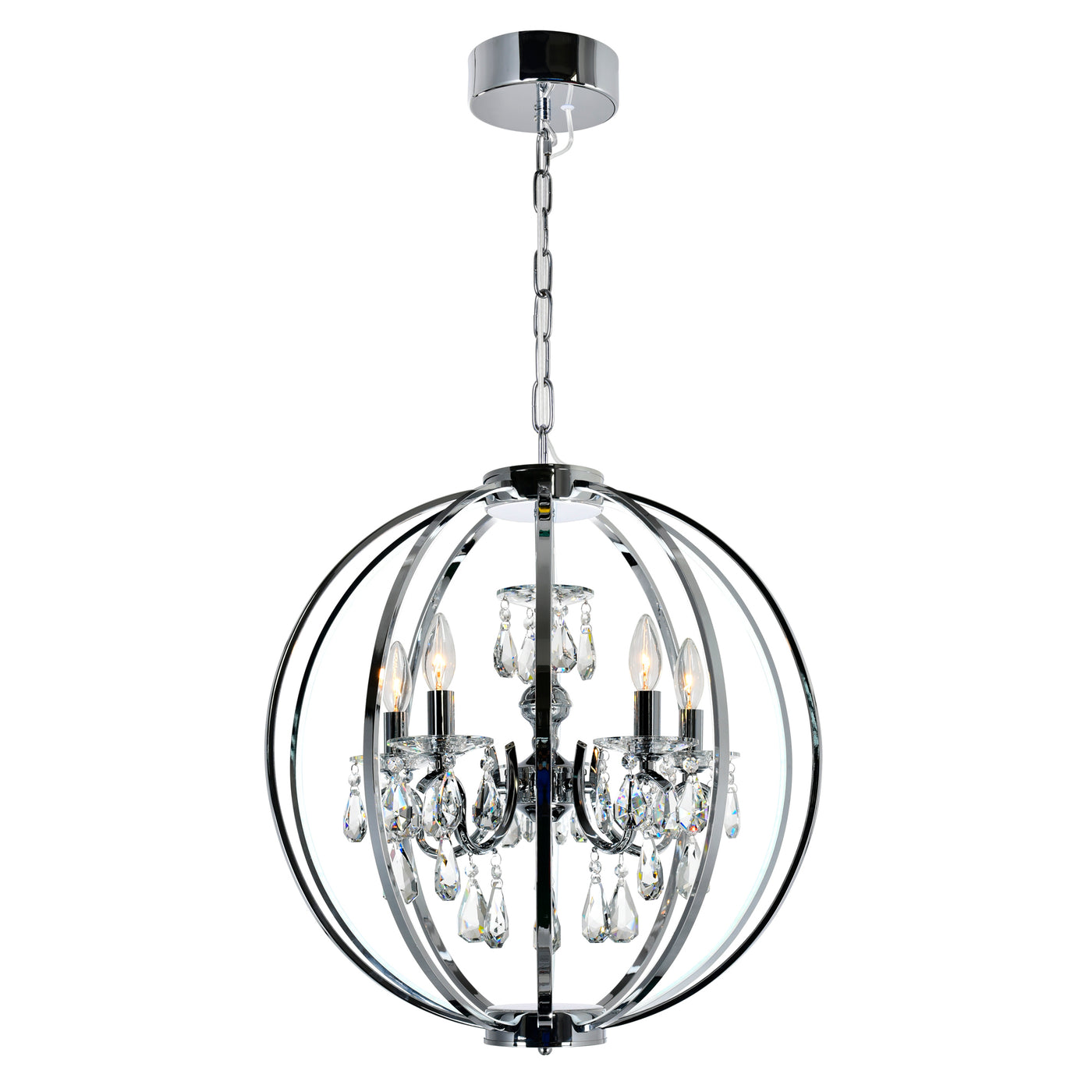 Abia Chandeliers 5 Lights Chrome Finish