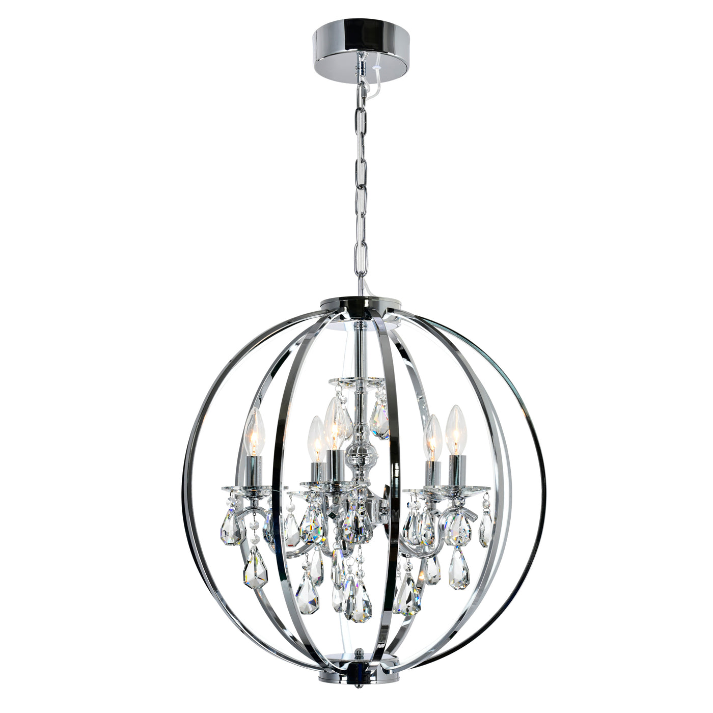 Abia Chandeliers 5 Lights Chrome Finish