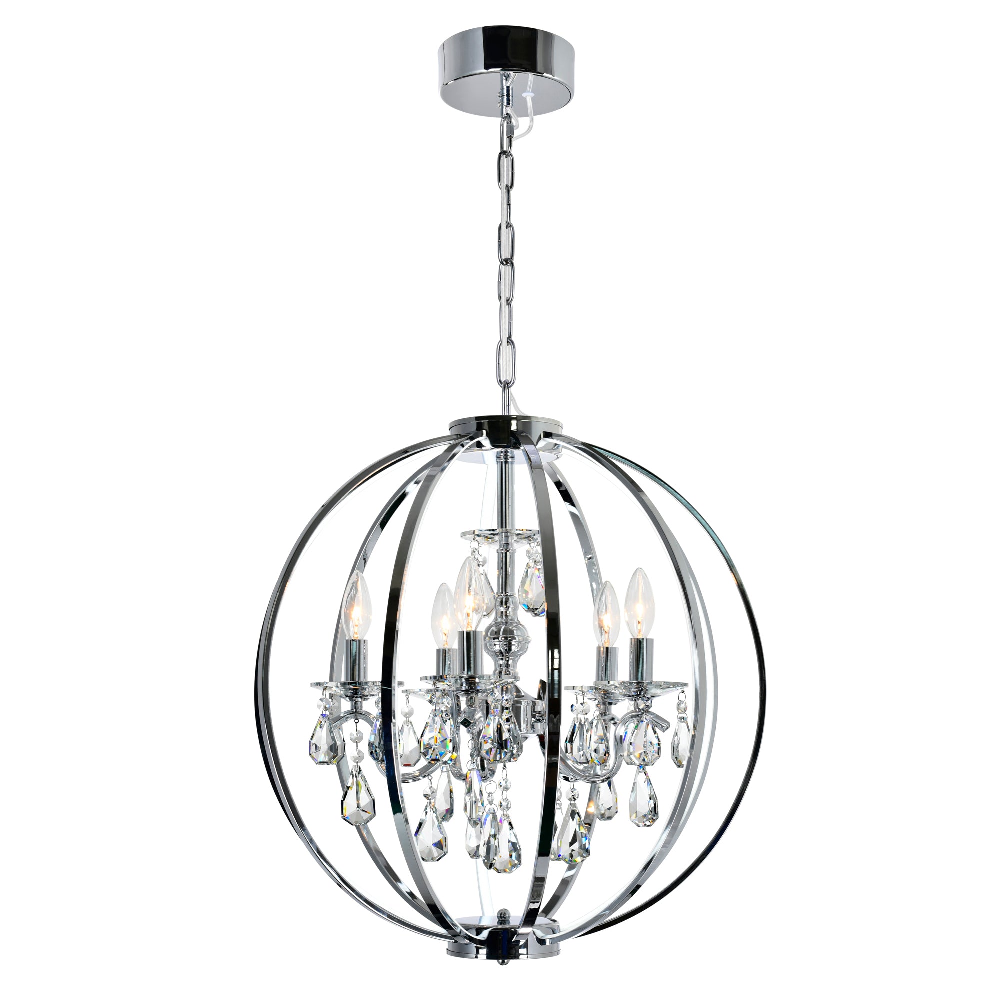 Abia Chandeliers 5 Lights Chrome Finish