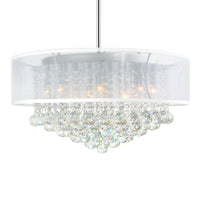 Radiant 12 Light 24 Inch Chrome Chandelier with White Drum Shade