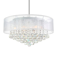 Radiant 12 Light 24 Inch Chrome Chandelier with White Drum Shade