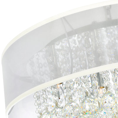 Radiant 12 Light 24 Inch Chrome Chandelier with White Drum Shade