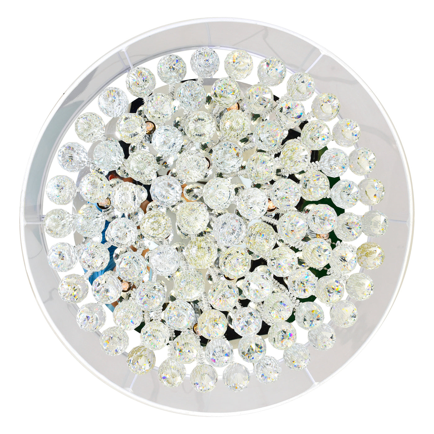 Radiant 12 Light 24 Inch Chrome Chandelier with White Drum Shade