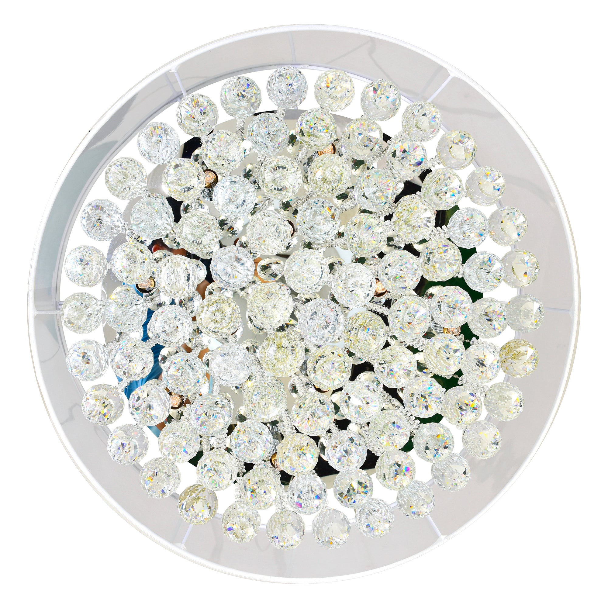 Radiant 12 Light 24 Inch Chrome Chandelier with White Drum Shade
