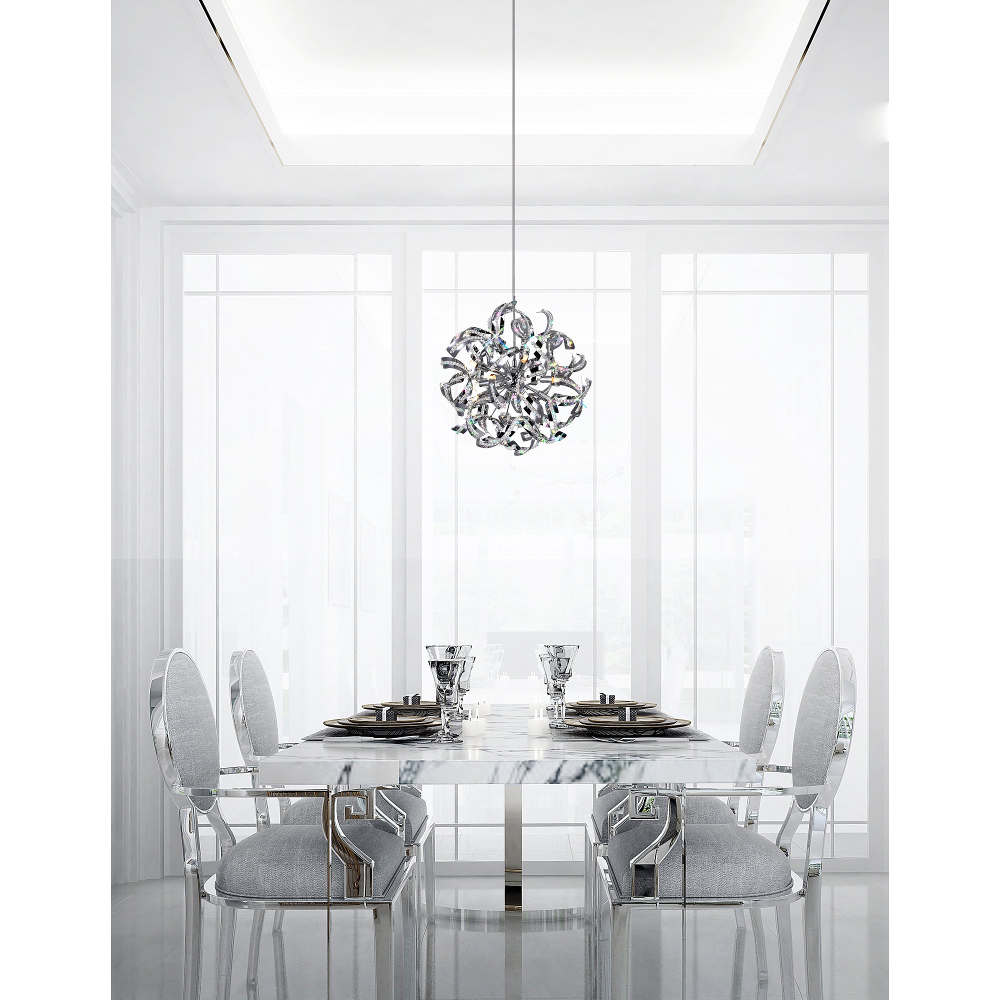 Swivel 12 Light Chrome Chandelier