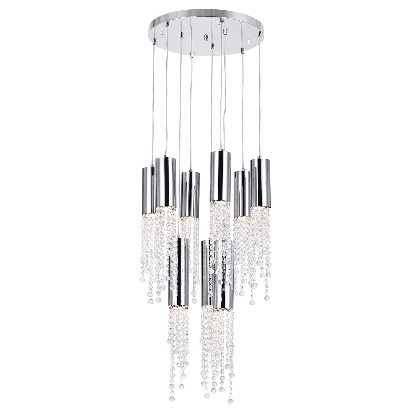 Extended 9 Light 20in Chrome Pendant Light
