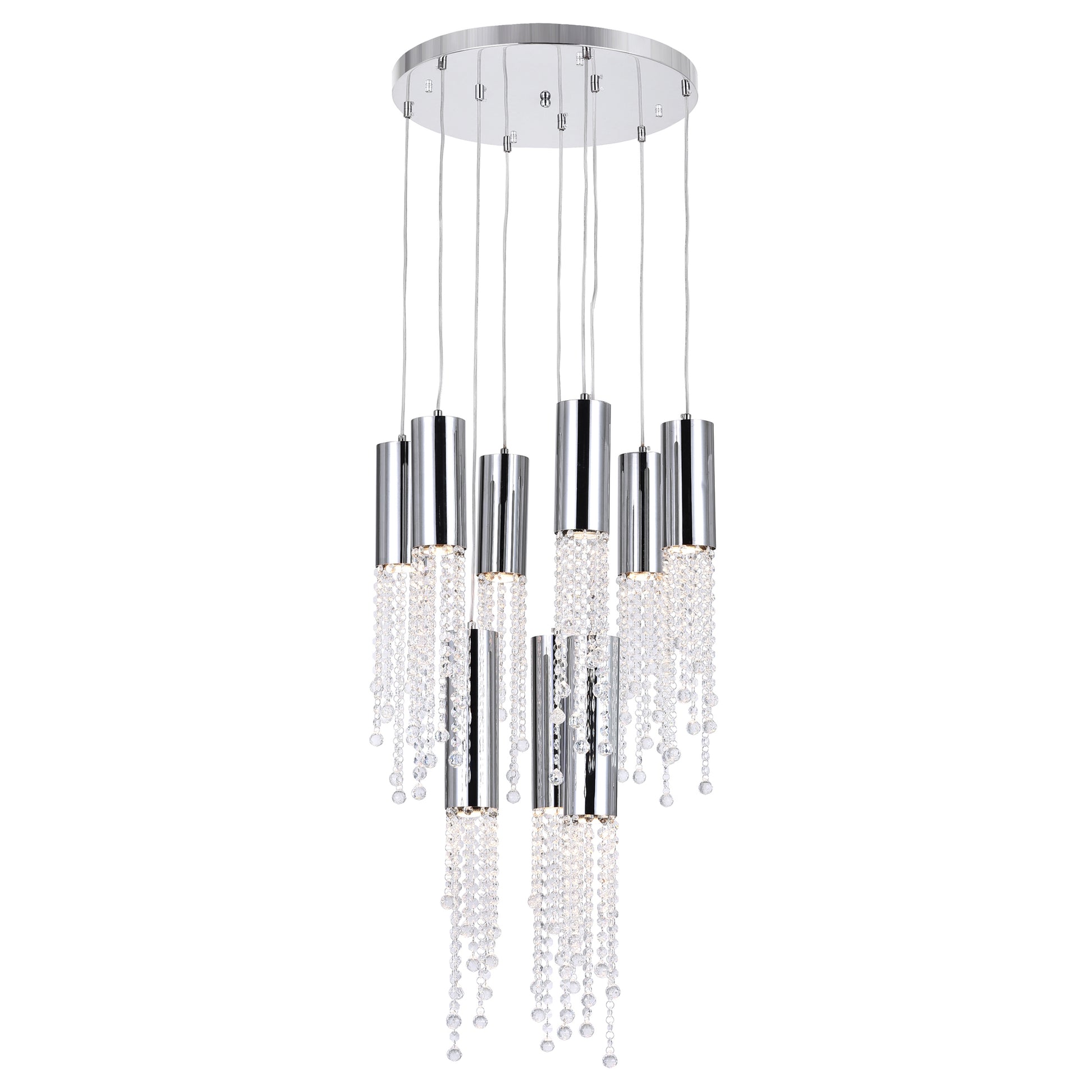Extended 9 Light 20in Chrome Pendant Light