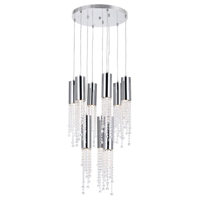 Extended 9 Light 20in Chrome Pendant Light