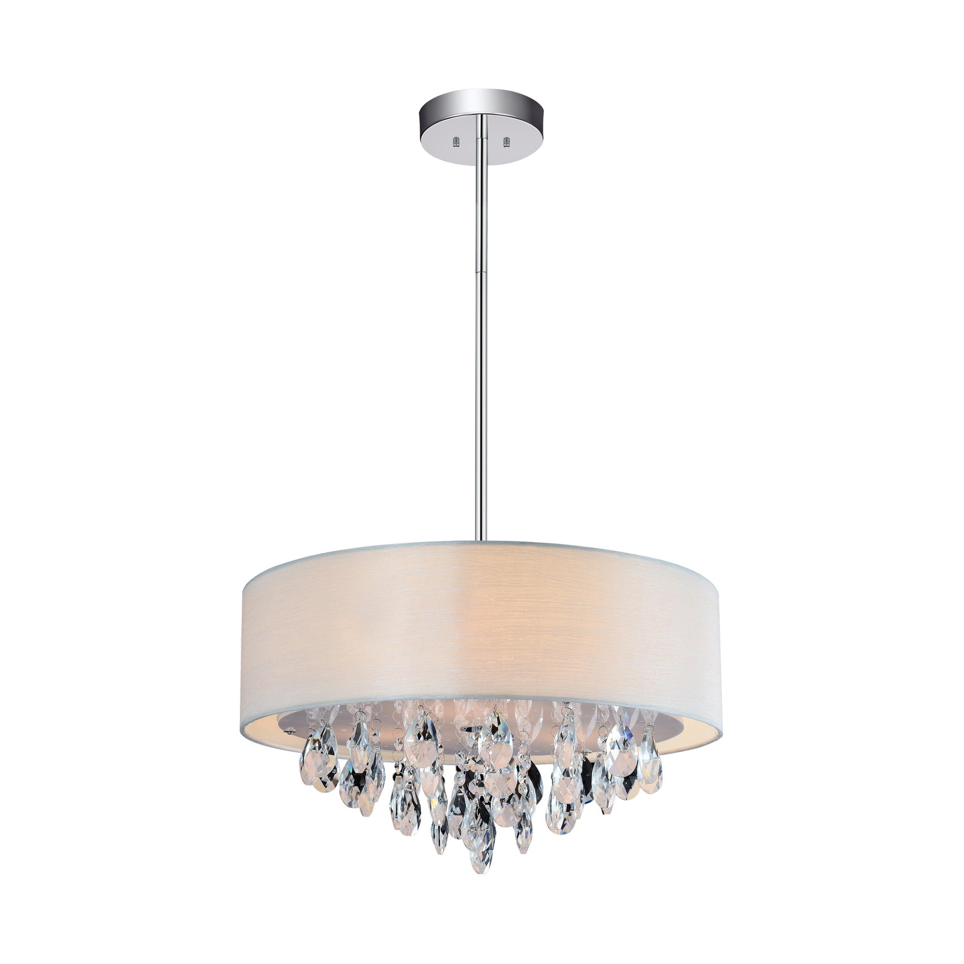 Dash 3 Light Chrome Chandelier with Off White Drum Shade