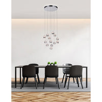 Perrier 13 Light 24 Inch Chrome Pendant with Frosted Globes