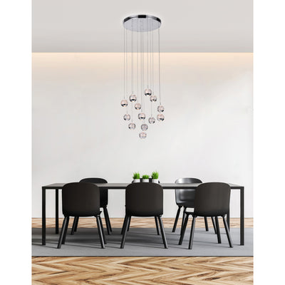 Perrier 13 Light 24 Inch Chrome Pendant with Frosted Globes