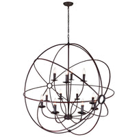 Arza 12 Light Brown Chandelier with Planetary Ring Design