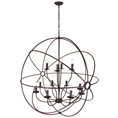 Arza 12 Light Brown Chandelier with Planetary Ring Design