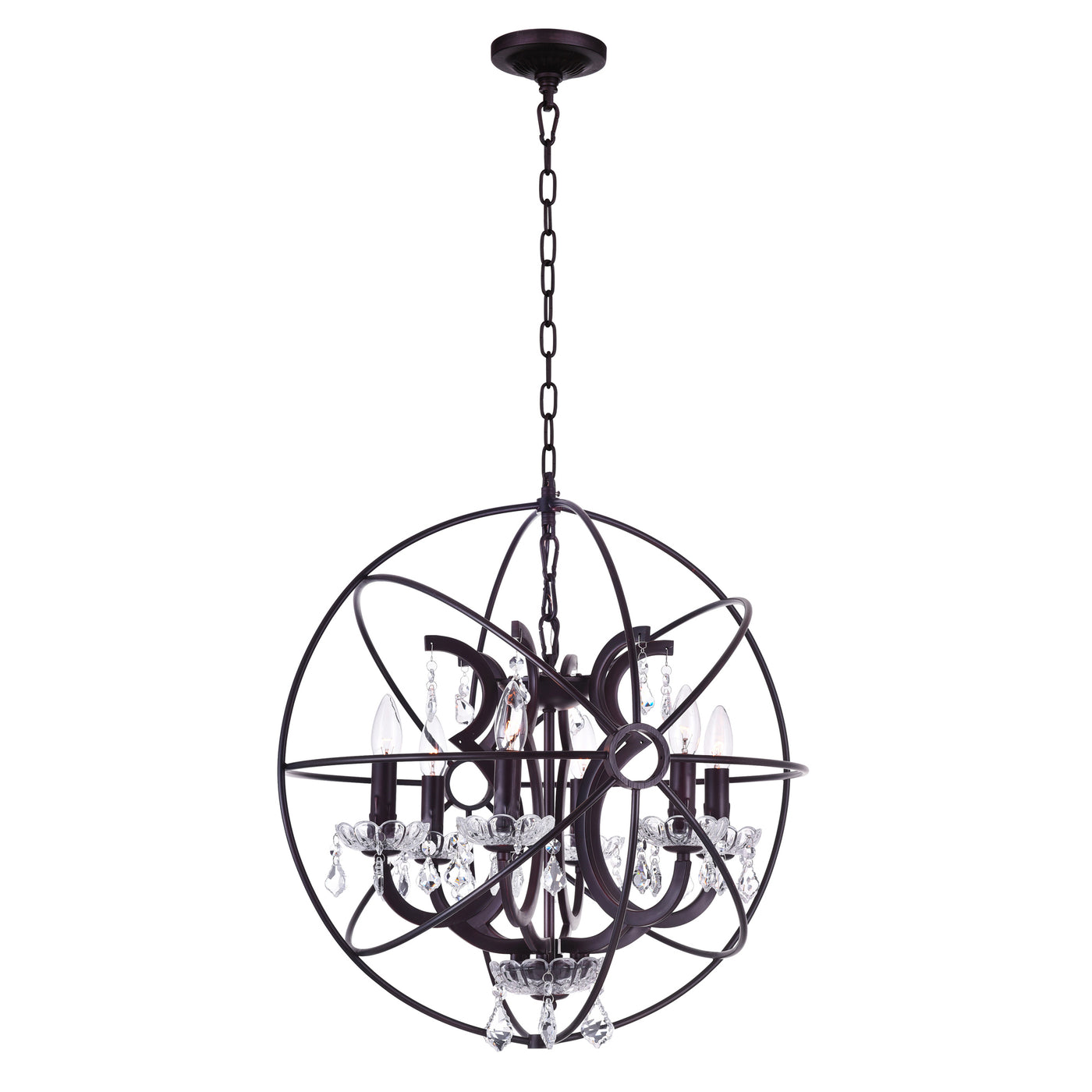 Campechia 6 Light Brown Chandelier with Orb Design