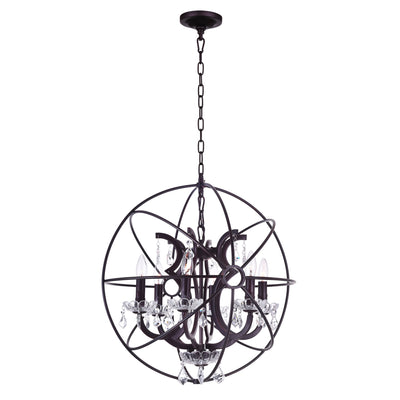 Campechia 6 Light Brown Chandelier with Orb Design