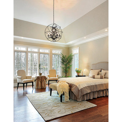 Campechia 9 Light Brown Chandelier with Orb Frame