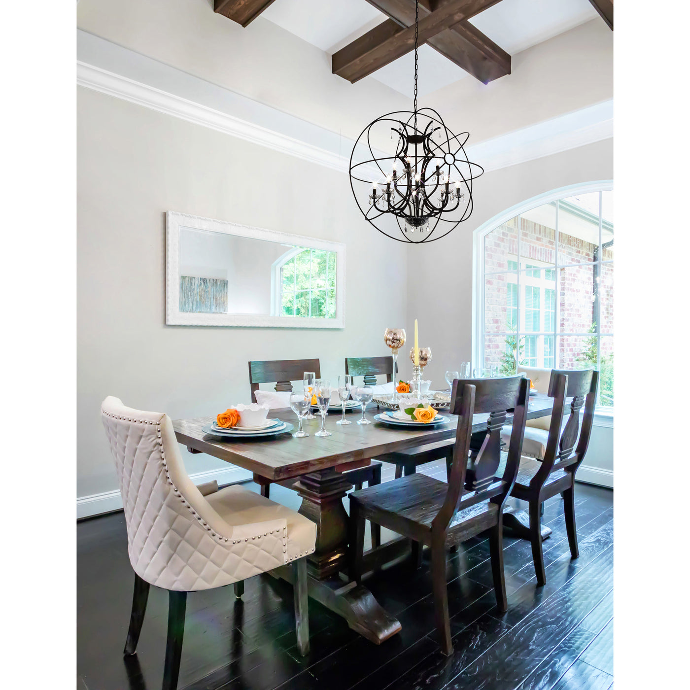 Campechia 12 Light Brown Chandelier with Orb Frame