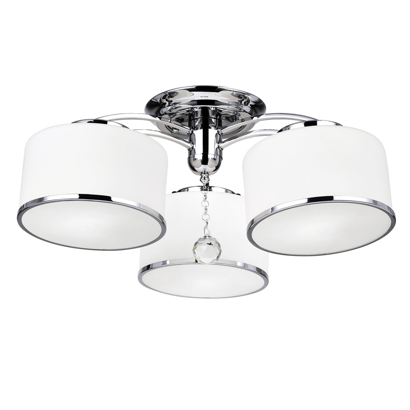 Frosted 3 Light 24 Inch Chrome Flush Mount with Glass Shades