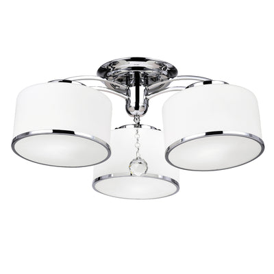 Frosted 3 Light 24 Inch Chrome Flush Mount with Glass Shades