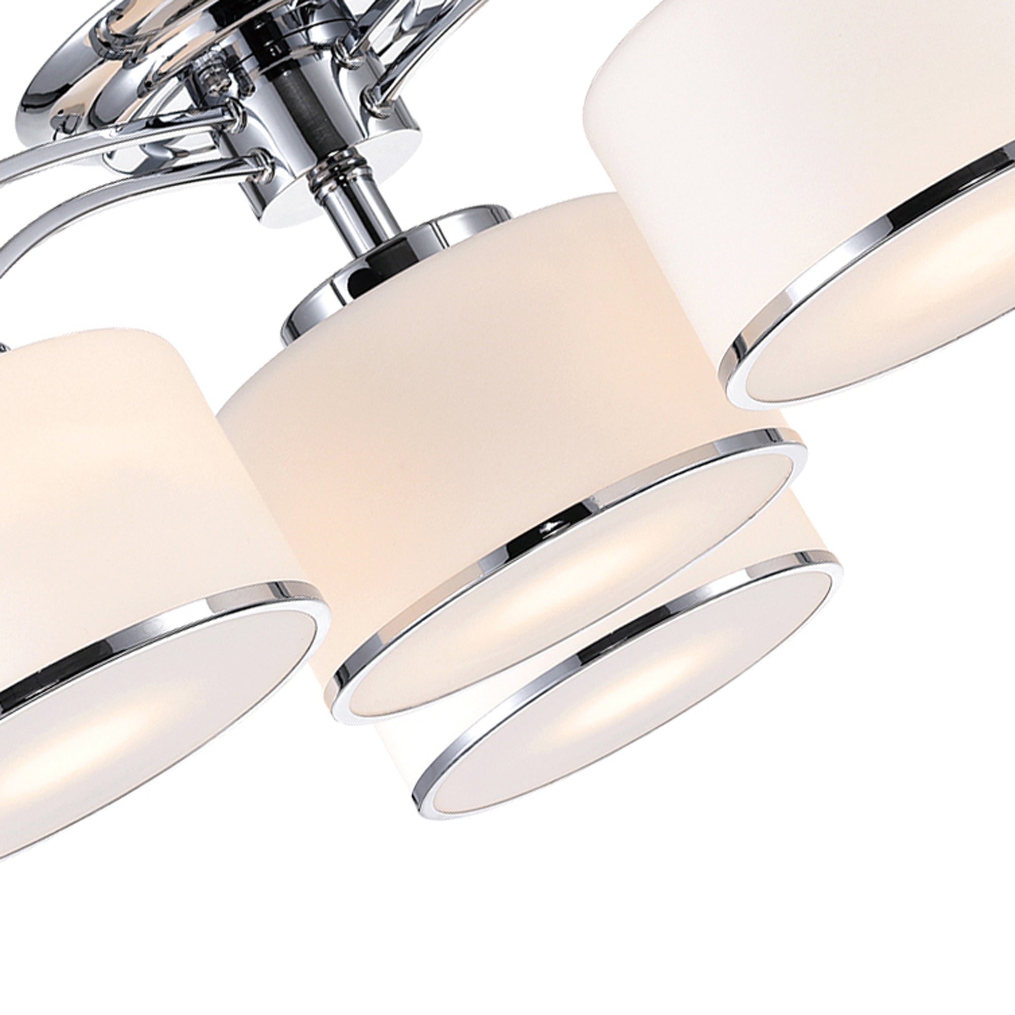 Frosted 4 Light 28 Inch Chrome Flush Mount with Glass Shades