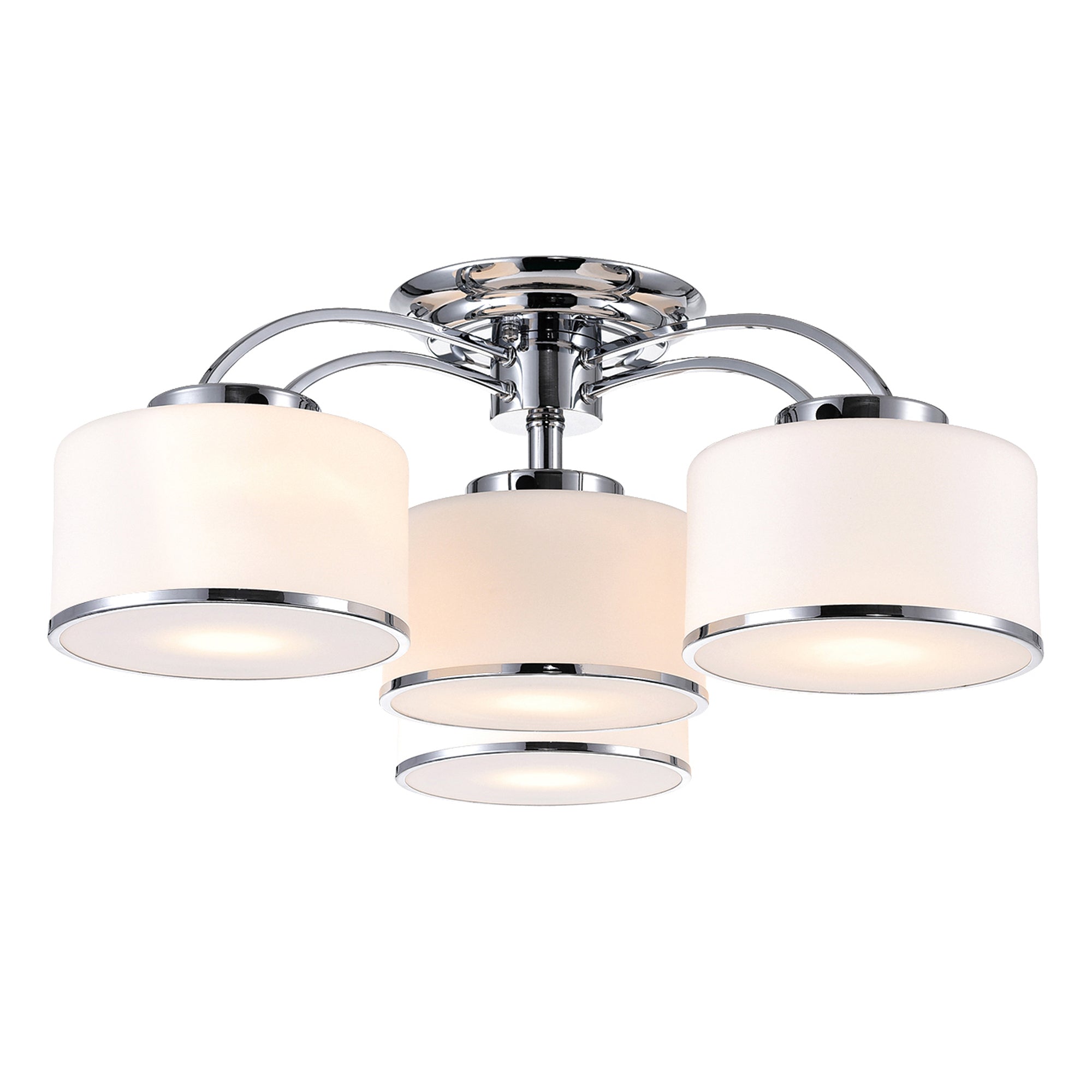 Frosted 4 Light 28 Inch Chrome Flush Mount with Glass Shades
