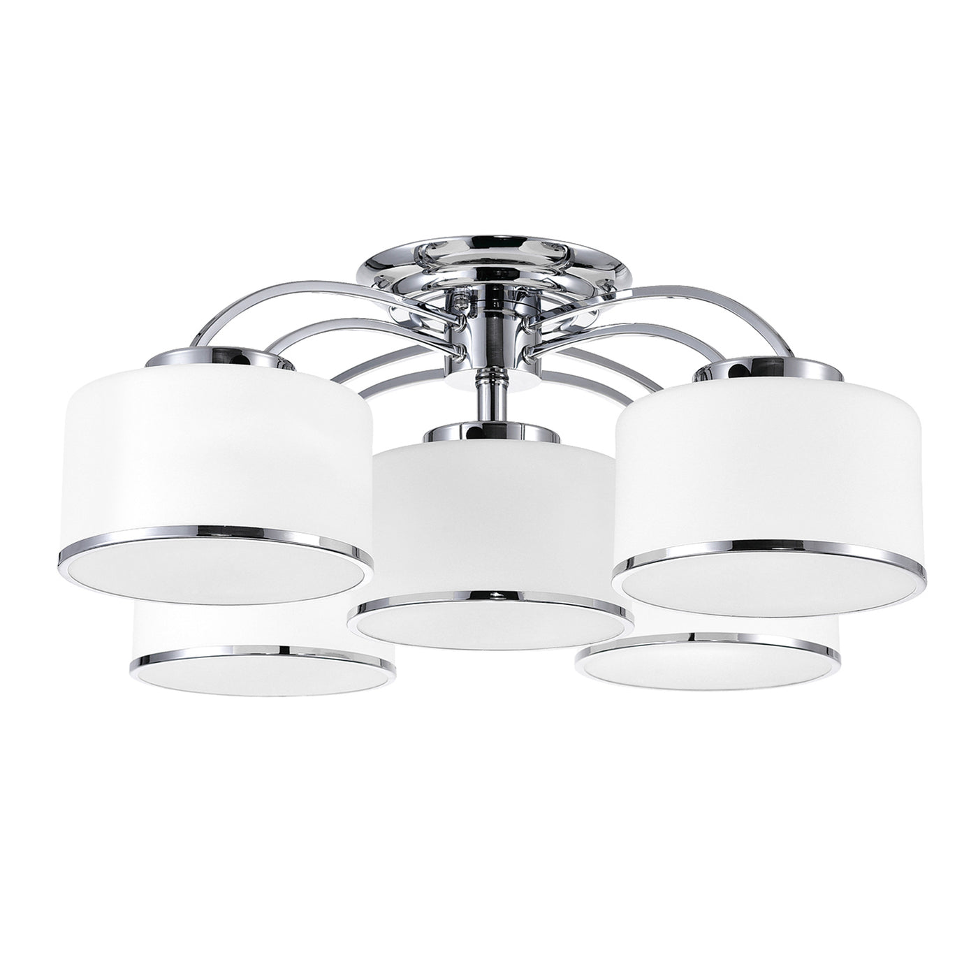 Frosted 5 Light 30 Inch Chrome Flush Mount