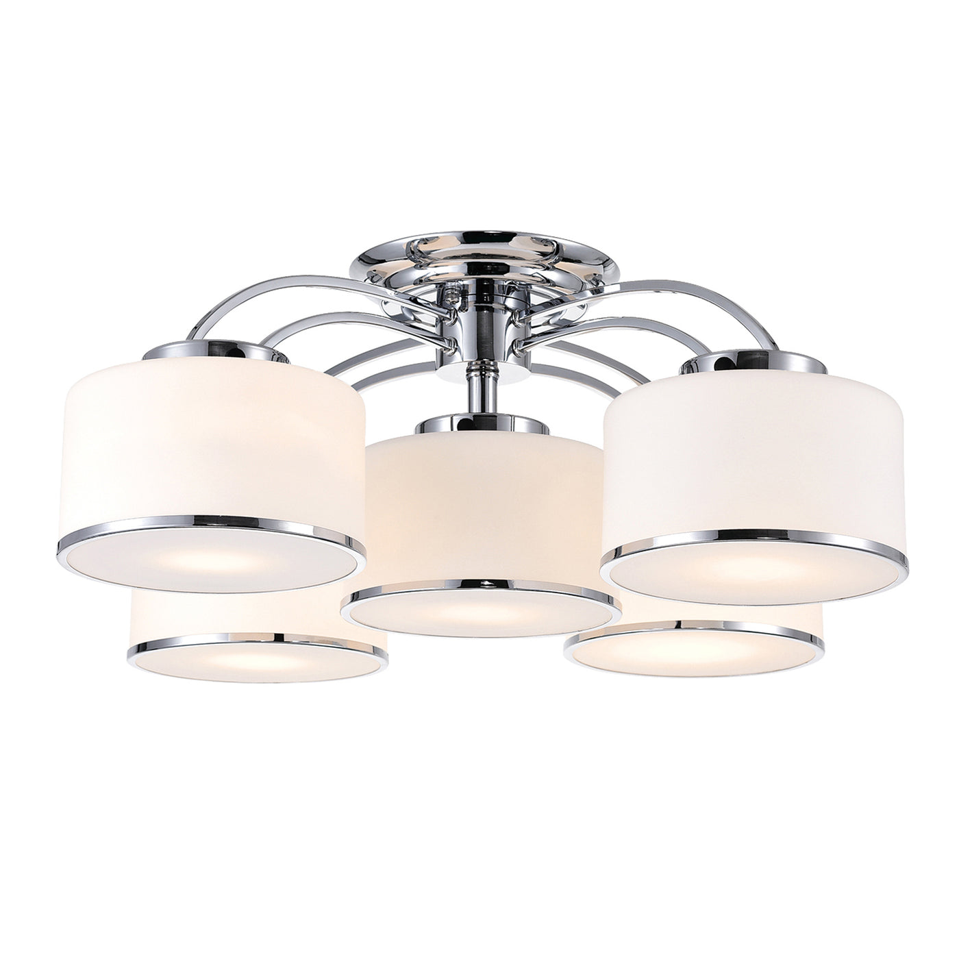 Frosted 5 Light 30 Inch Chrome Flush Mount
