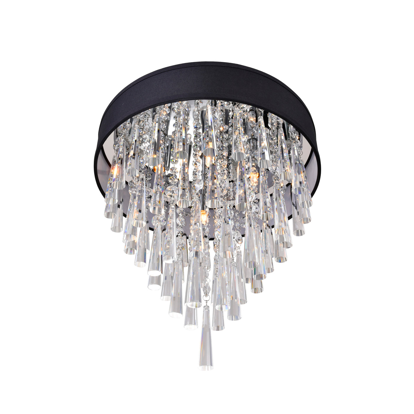 Franca 4 Light 16 Inch Chrome Flush Mount with Black Shade