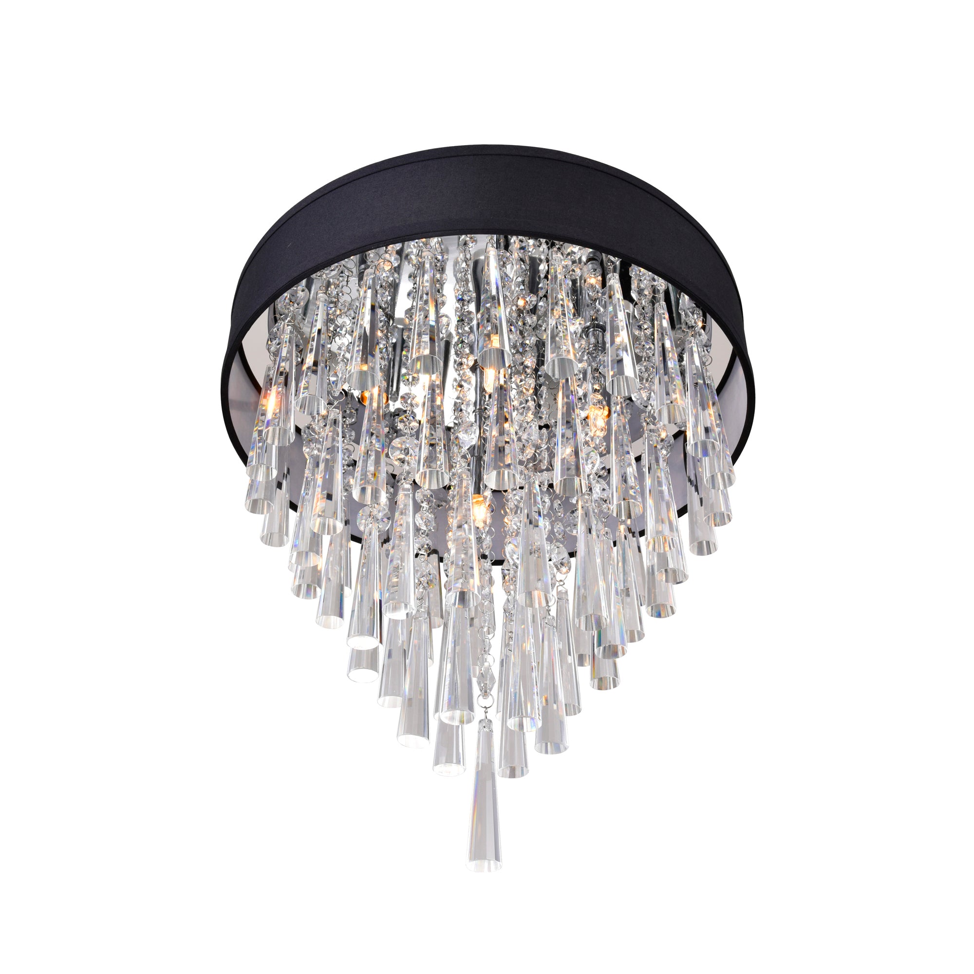 Franca 4 Light 16 Inch Chrome Flush Mount with Black Shade