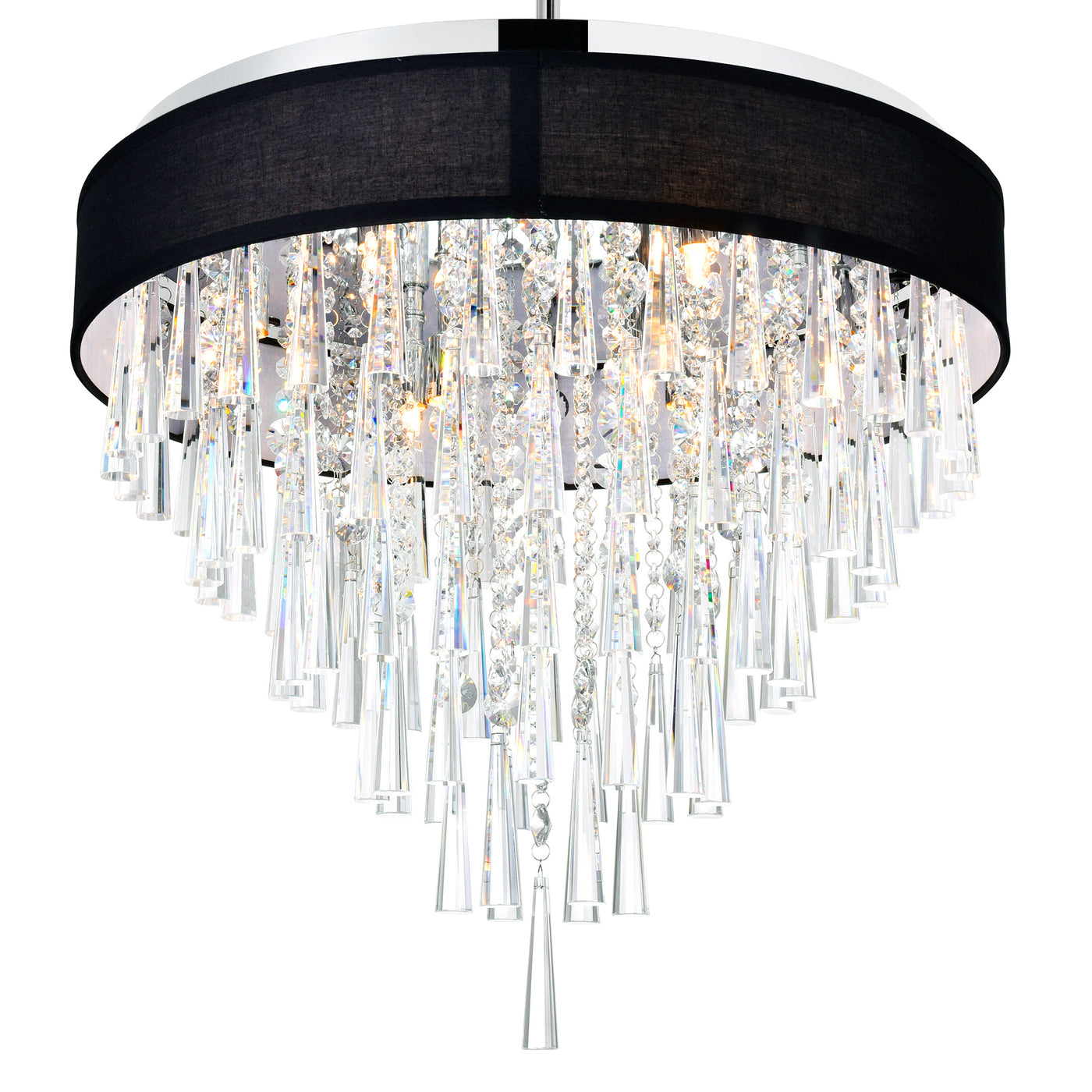 Franca 8 Light Chrome Chandelier 22in With Black Shade