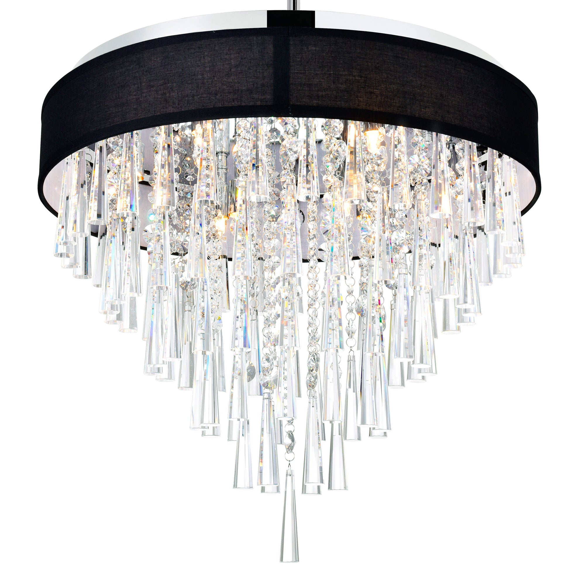 Franca 8 Light Chrome Chandelier 22in With Black Shade