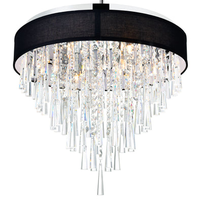 Franca 8 Light Chrome Chandelier 22in With Black Shade