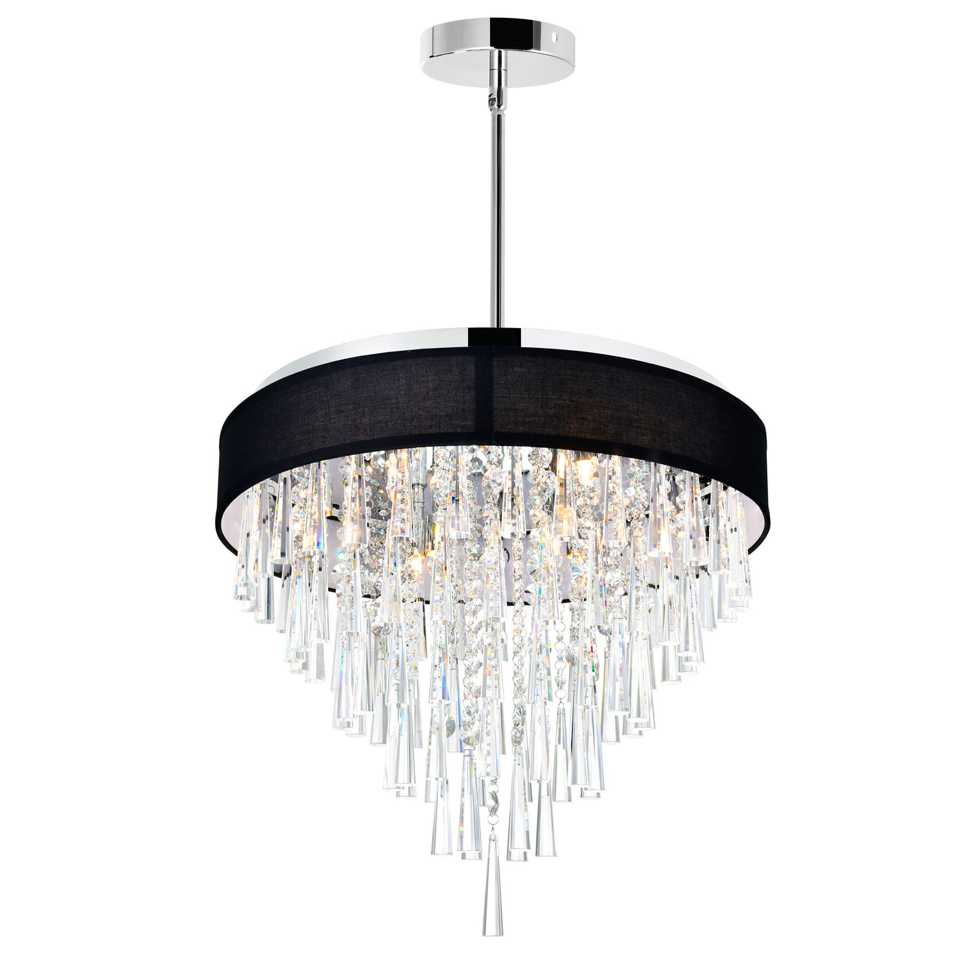 Franca 8 Light Chrome Chandelier 22in With Black Shade