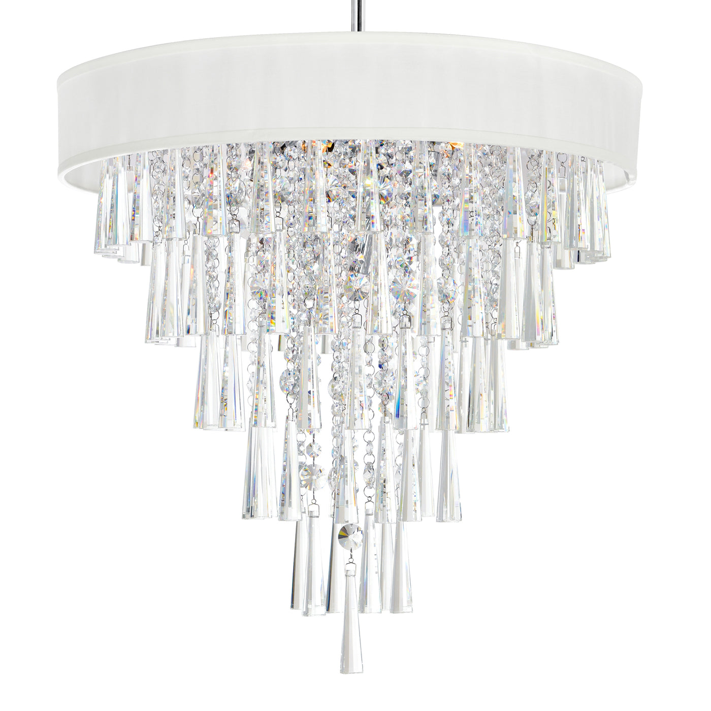 Franca 8 Light 22 Inch Chrome Chandelier with Off White Drum Shade